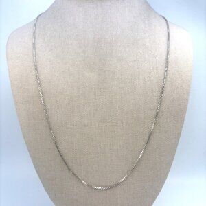 VTG Solid Sterling Silver 925 Box Link 1.5mm Chain Necklace Size 30" Length
